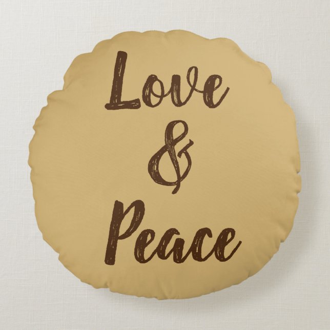 Coussins Ronds Amour et paix beige (Devant)