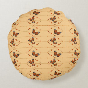 Coussins Ronds Amour et papillons en orange