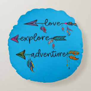 Coussins Ronds Amour Explore Aventure Arrow Tribal Boho Design