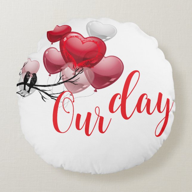 Coussins Ronds Amour – Joyeuse Saint-Valentin (Devant)