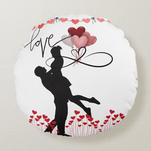 Coussins Ronds Amour – Joyeuse Saint-Valentin (Devant)
