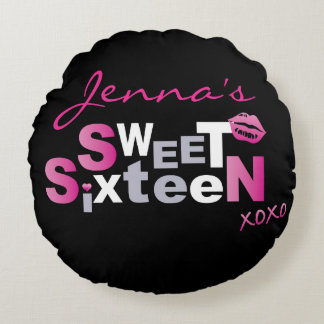 Coussins Ronds AMOUR & KISSES Sweet sixteen ROSE CHAUD Invitation
