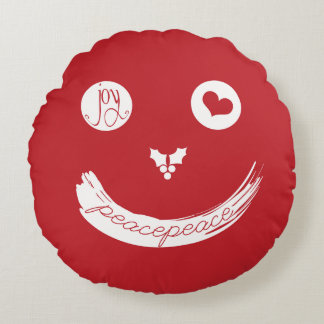 Coussins Ronds Amour Paix Joie Amusante Smiley Face Noël