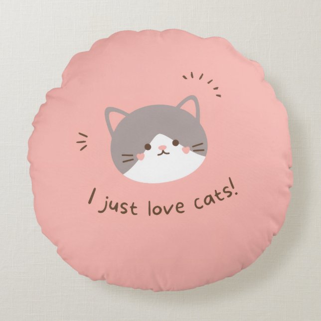 Coussins Ronds Amoureux des chats (Devant)