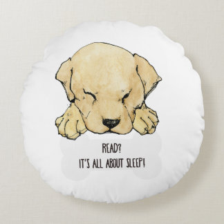 Coussins Ronds Amours de Labrador de chiot à lire autour du