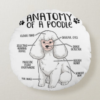 Coussins Ronds Amusant Anatomie Poodle Chien standard Poodle Amou