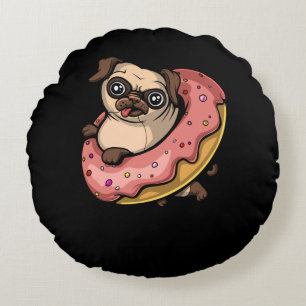 Coussins Ronds Amusant chien de Carlin Donut animal de compagnie