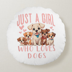 Coussins Ronds Amusant Chiot Mignon Amoureux Des Chiens - Juste U