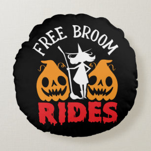 Coussins Ronds Amusant Halloween Free Broom Rides sorcier Citroui