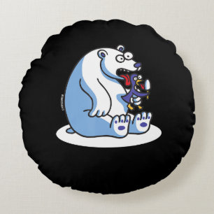 Coussins Ronds Amusant Ours Polaire Penguin Amoureux des animaux