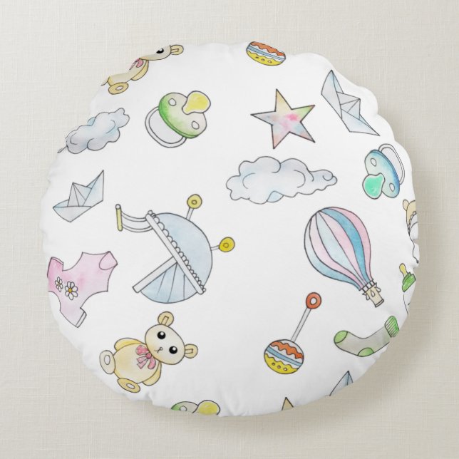 Coussins Ronds Amusants trucs pour bébés (Devant)