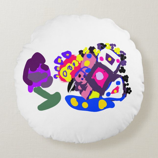 Coussins Ronds Amusement de paon cool  (Devant)
