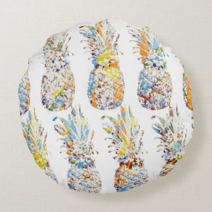 Coussins Ronds Ananas coloré Imprimer