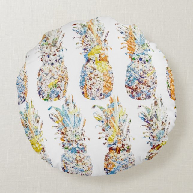 Coussins Ronds Ananas coloré Imprimer (Dos)
