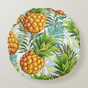 Coussins Ronds Ananas. Motif sans couture. Patte florale vintage