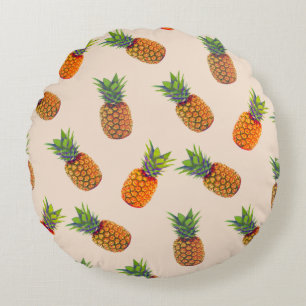 Coussins Ronds Ananas sur fond beige clair