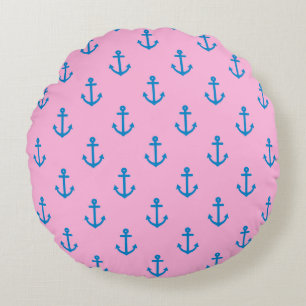 Coussins Ronds Ancre marine rose et bleu Motif