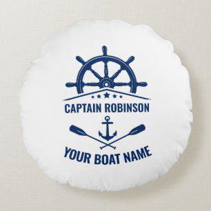 Coussins Ronds Ancre nautique traversé Oars & Navires Roue Blanc