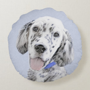 Coussins Ronds Anglais Setter Blue Belton Peinture Chien Art
