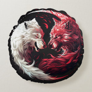 Coussins Ronds Animal Fantastique Loup Esprit Ombre Lumière