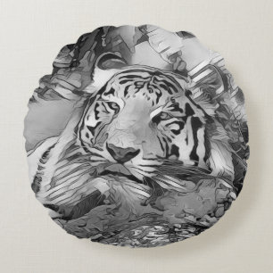 Coussins Ronds AnimalArtBW_Tiger_002