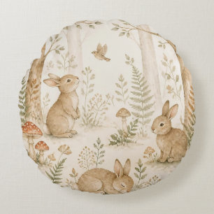 Coussins Ronds Animaux de bébé de forêt fantaisiste