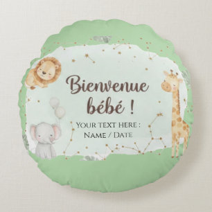 Coussins Ronds Animaux de la Savane Aquarelle - Bienvenue Bébé