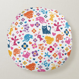 Coussins Ronds Animaux et fleurs mignons et colorés