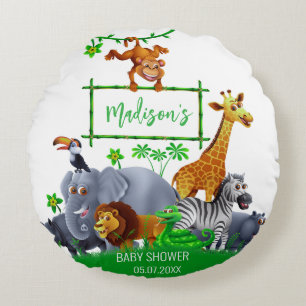 Coussins Ronds Animaux Wild One Jungle verdure safari enfants béb