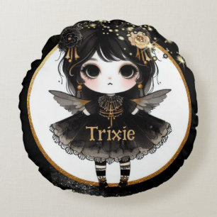 Coussins Ronds Anime Girls Goth mignonne Décor personnalisé Cadea