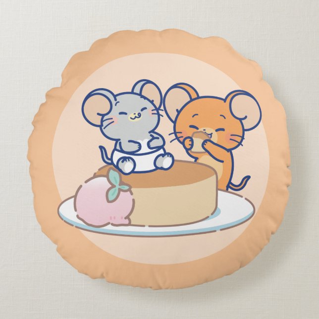 Coussins Ronds Anime Tuffy et Jerry Cheesecake (Devant)