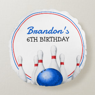 Coussins Ronds Anniversaire de enfant amusant Red et Blue Bowling