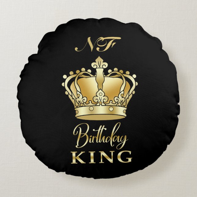 Coussins Ronds Anniversaire King Gold Couronne Royal Monogramme L (Devant)