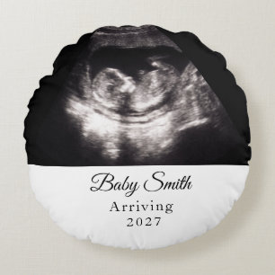 Coussins Ronds Annonce de grossesse personnalisée pour bébé avec
