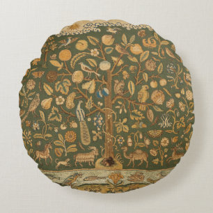 Coussins Ronds Antique anglais broderie Tree of Life & licorne