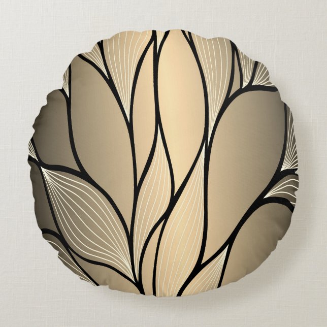 Coussins Ronds Antique Gold Creative Leave Motif (Devant)