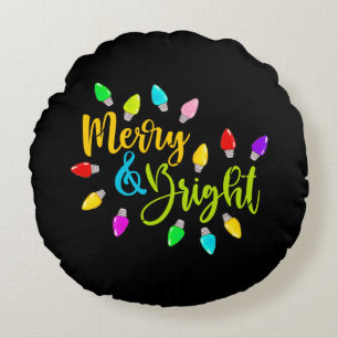 Coussins Ronds *~* AP44 Joyeux lumières de Noël colorées