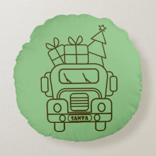 Coussins Ronds Aperçu camion de Noël Père Noël voiture vue avant