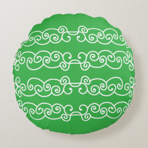 Coussins Ronds Apple vert défilements blancs