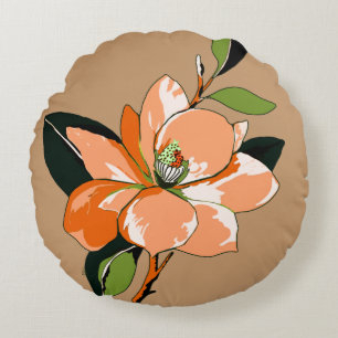 Coussins Ronds Apricot Azalea sur Tan