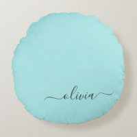 Aqua Blue Turquoise Moderne Script Girl Monogramme