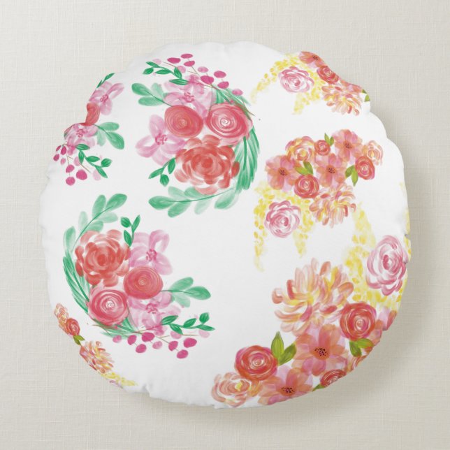 Coussins Ronds Aqua fleur (Devant)