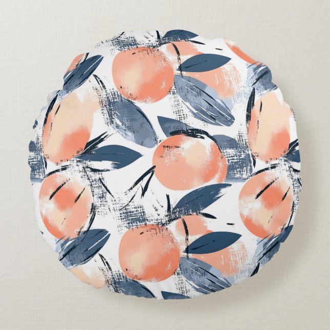 Coussins Ronds Aquarell Pêches Pattern Design Decossements (Devant)