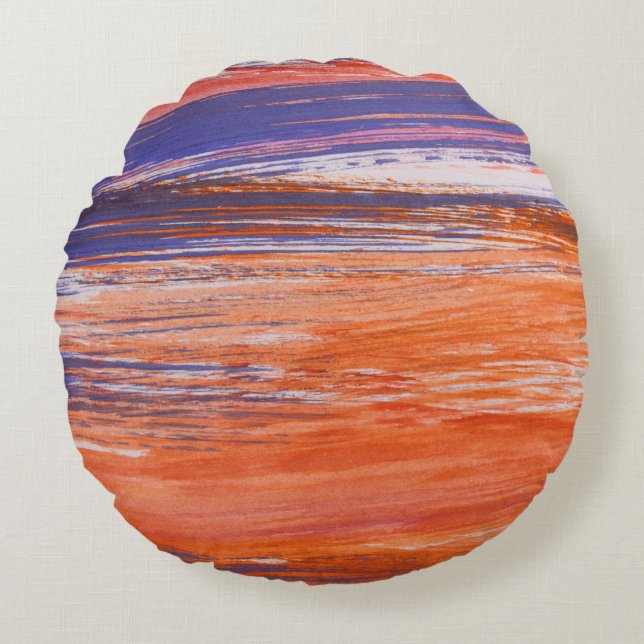 Coussins Ronds Aquarelle Abstraite : Bleu orange (Devant)