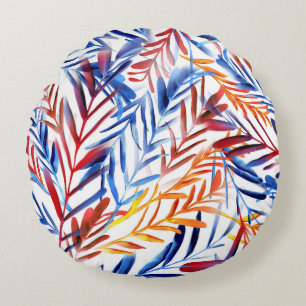 Coussins Ronds Aquarelle artistique Conception de feuilles