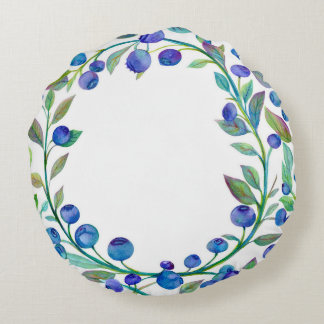 Coussins Ronds Aquarelle bleu