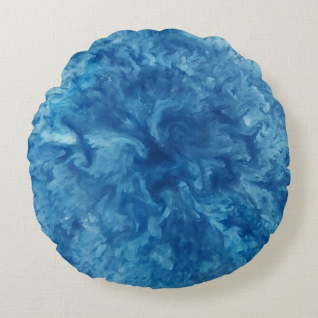 Coussins Ronds Aquarelle bleue (Devant)