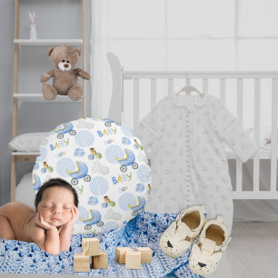 Coussins Ronds Aquarelle bleue Baby Boy Nursery Décor