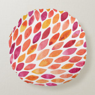 Coussins Ronds Aquarelle brosse a éclaté jaune et orange
