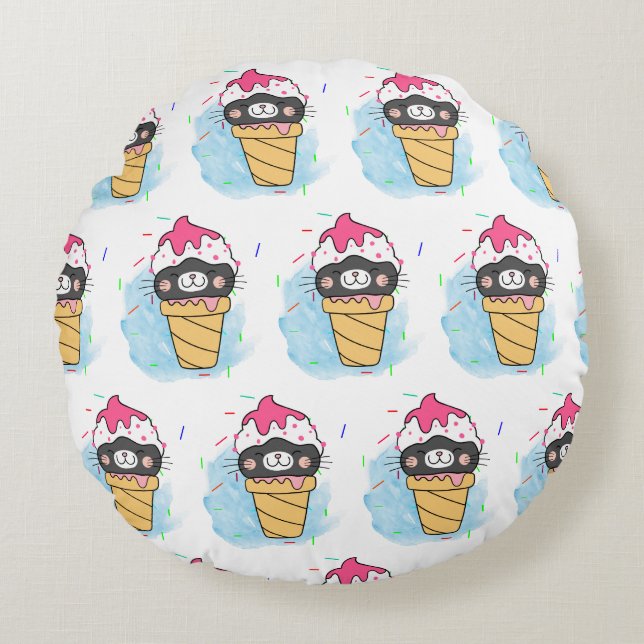 Coussins Ronds aquarelle cône crème glacée (Devant)